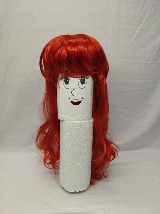 Długa peruka z kręconymi włosami, 70 cm, czerwona Cosplay dla kobiet, z grzywką