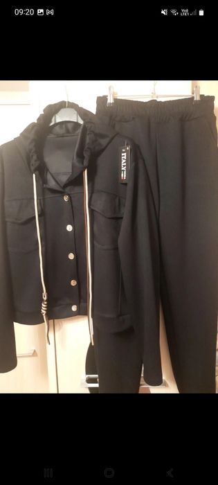 Komplet dresik czarny bluza rozpinana  uni
