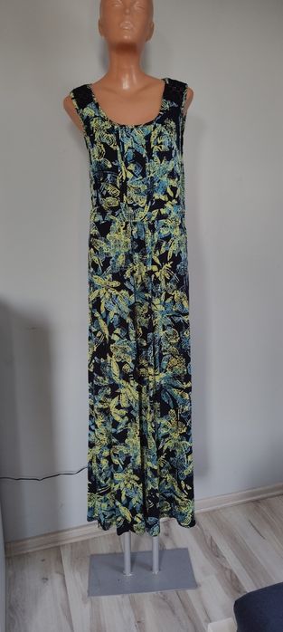 L 40 XL 42 debenhams sukienka maxi długa kwiaty haft