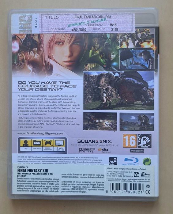 Final Fantasy XIII PS3 — Completo com Manual (Óptimo Estado)