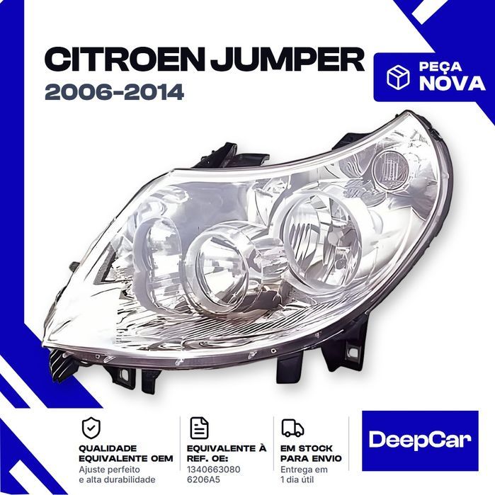 Farol Citroen Jumper 1340663080 Frente Esquerdo (2006-2014) Peça Nova