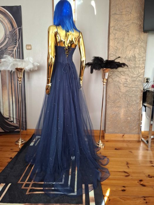 Suknia na studniówkę Princess Glossy Navy Gorset+tiul R40 Polski produ