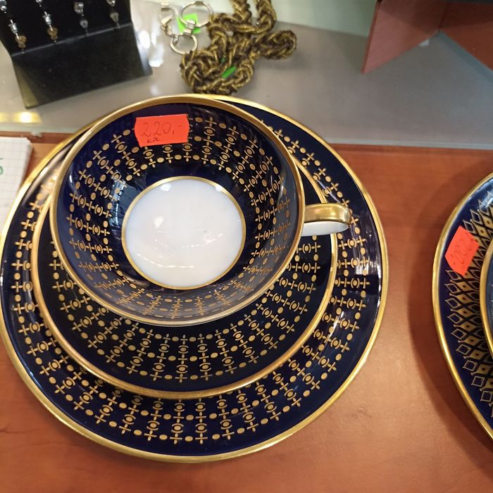 Hutschenreuther Hohenberg trio kobaltowa porcelana
