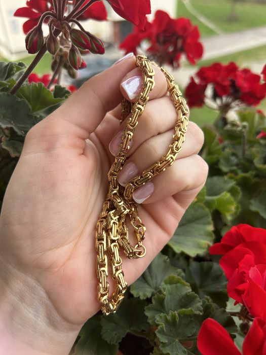 Złota bransoletka, tombak, splot królewski