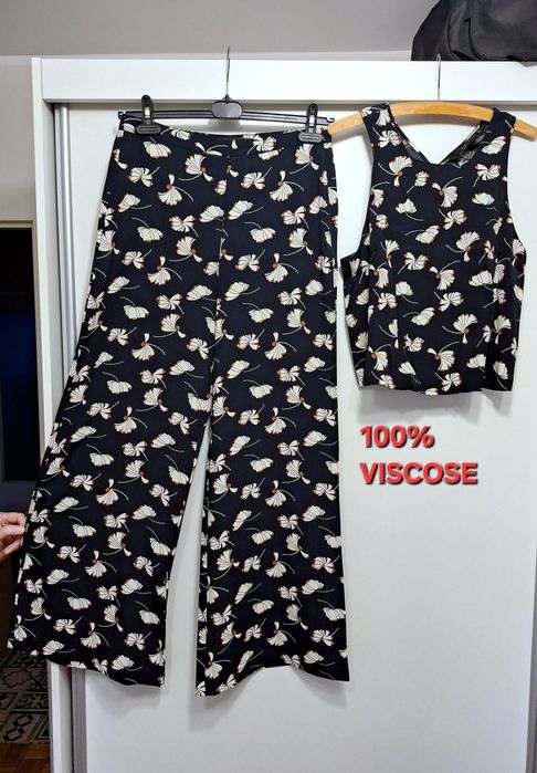 Nowy komplet szerokie spodnie palazzo i top Zara, M