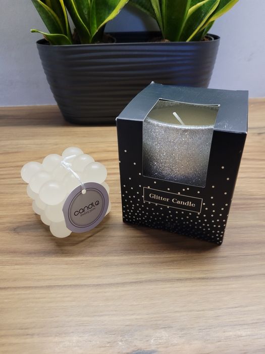 Zestaw świeczek, świeca brokatowa, dekoracja, prezent