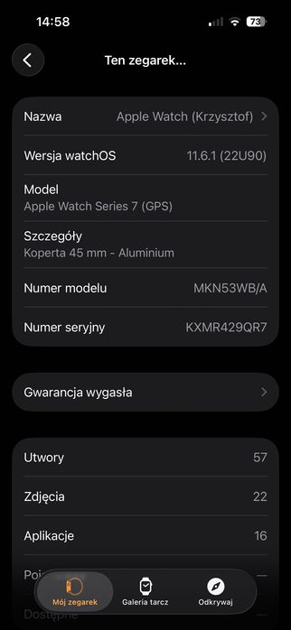 Apple Watch 7 45mm GPS 85% bateria