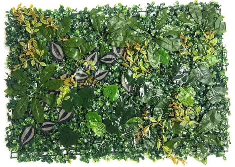 Painel Jardim Vertical de Parede com Plantas Artificiais de 60 x 40 cm
