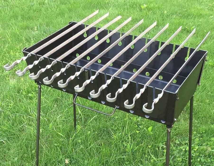 Раскладной мангал чемодан на 10 шампуров + 10 шампуров- ручка металл‼️