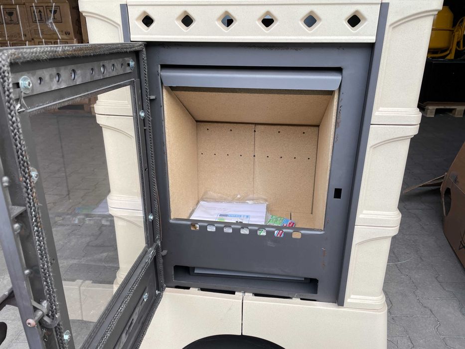 Piec kominek kaflowy wolnostojący koza ATOL 10kW cappuccino