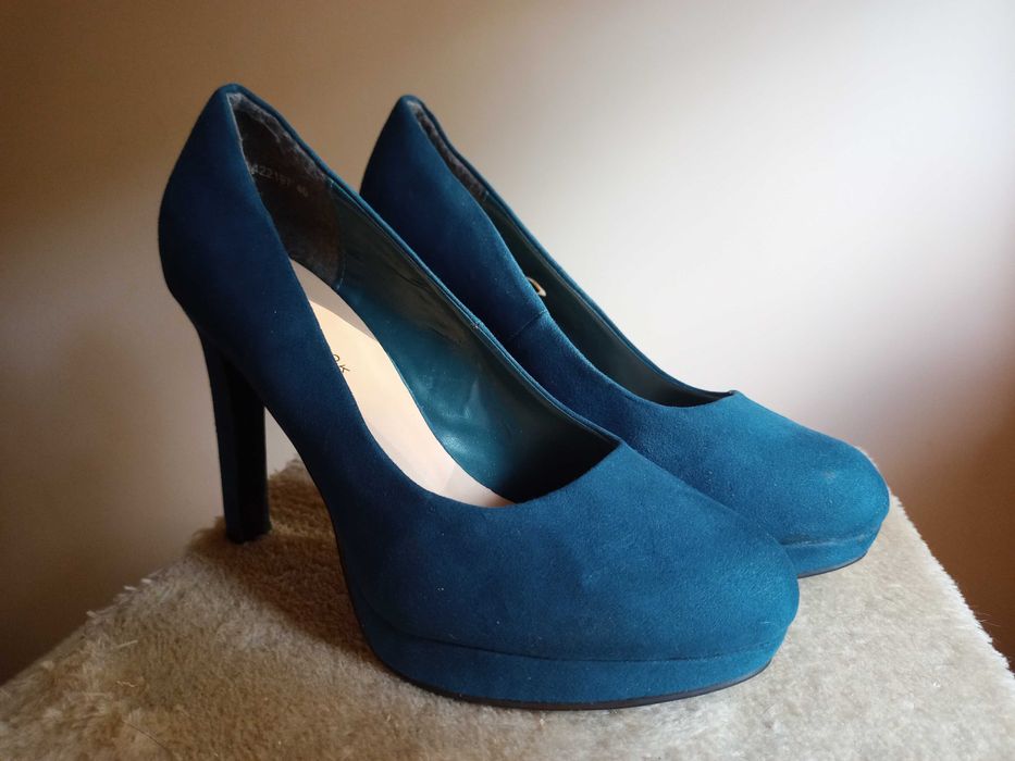 buty 38 szpilki kolor ciemny turkus