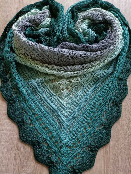 Chusta Ombre, ręcznie robiona na szydełku, szydełko, Handmade