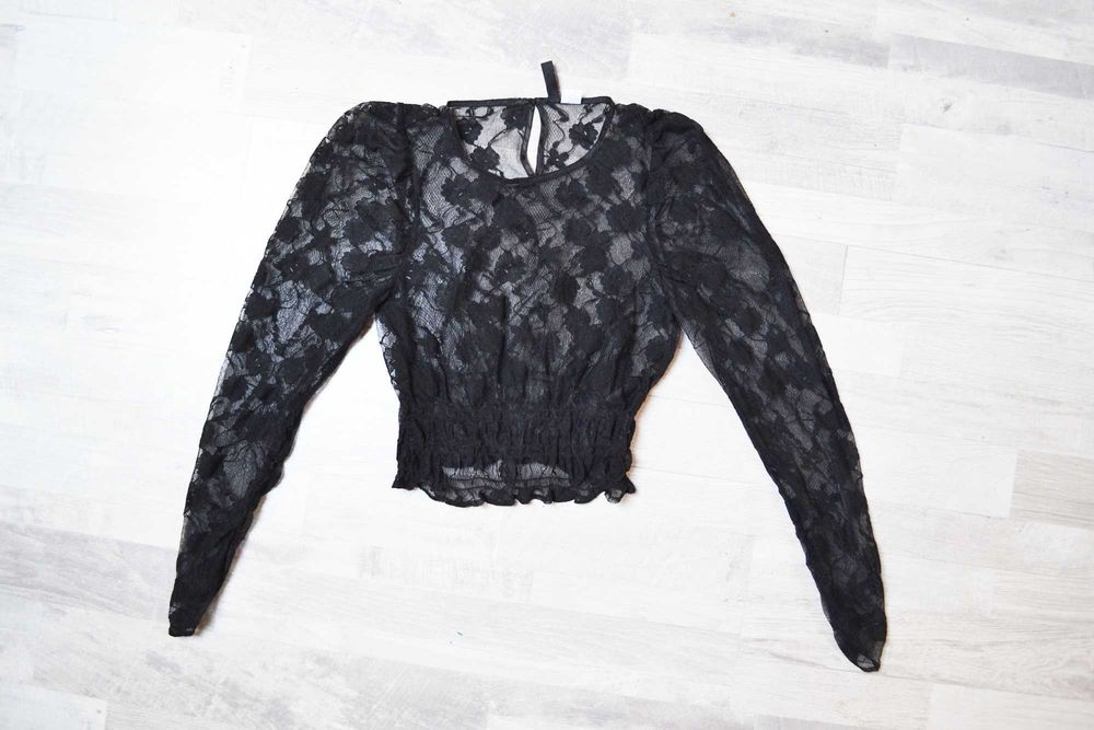 H&M bluzka w koronkę czarna S goth style