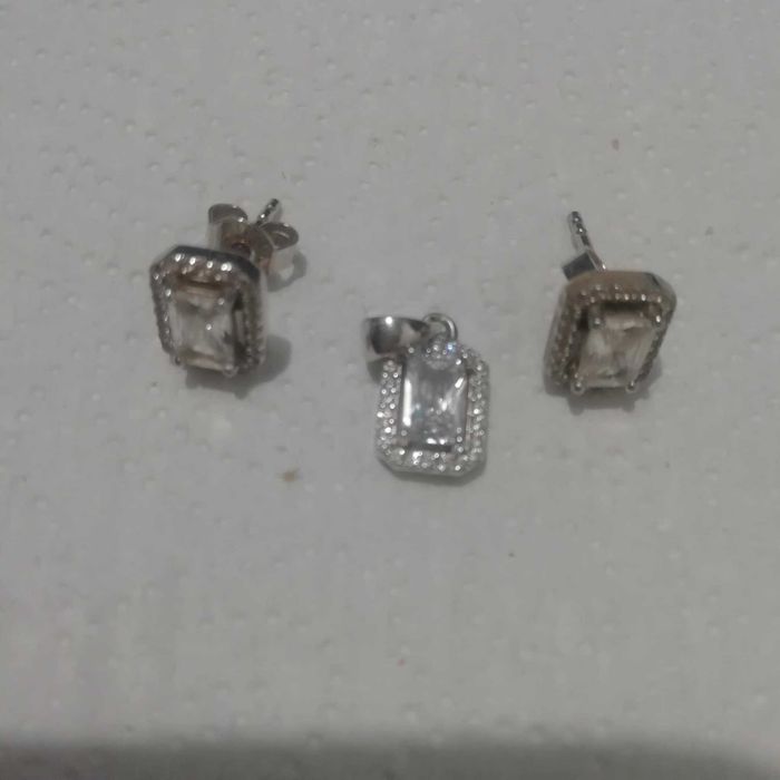 Śliczne kolczyki + zawieszka z cyrkoniami srebro 925