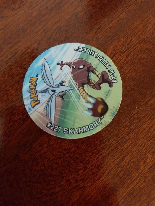 Skarmory 227 e Hitmonlee 106, Pokémon Tazos League, raro, edição limitada