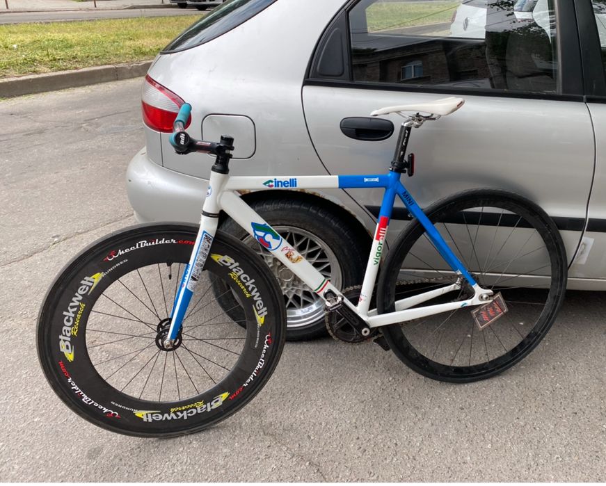 Cinelli Vigorelli 2012 ホワイト/ブルー ブレーキ加工あり Cinelli vigorelli fixed gear фикс omnium: 950 $ - Велосипеды