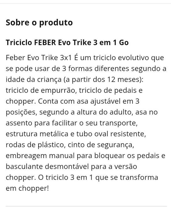 Triciclo evolutivo novo