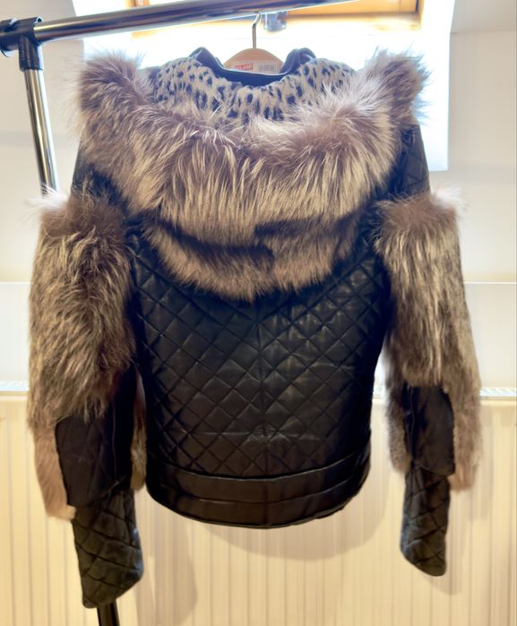 Шкіряна куртка Dolce&Gabbana с хутром чорнобурки