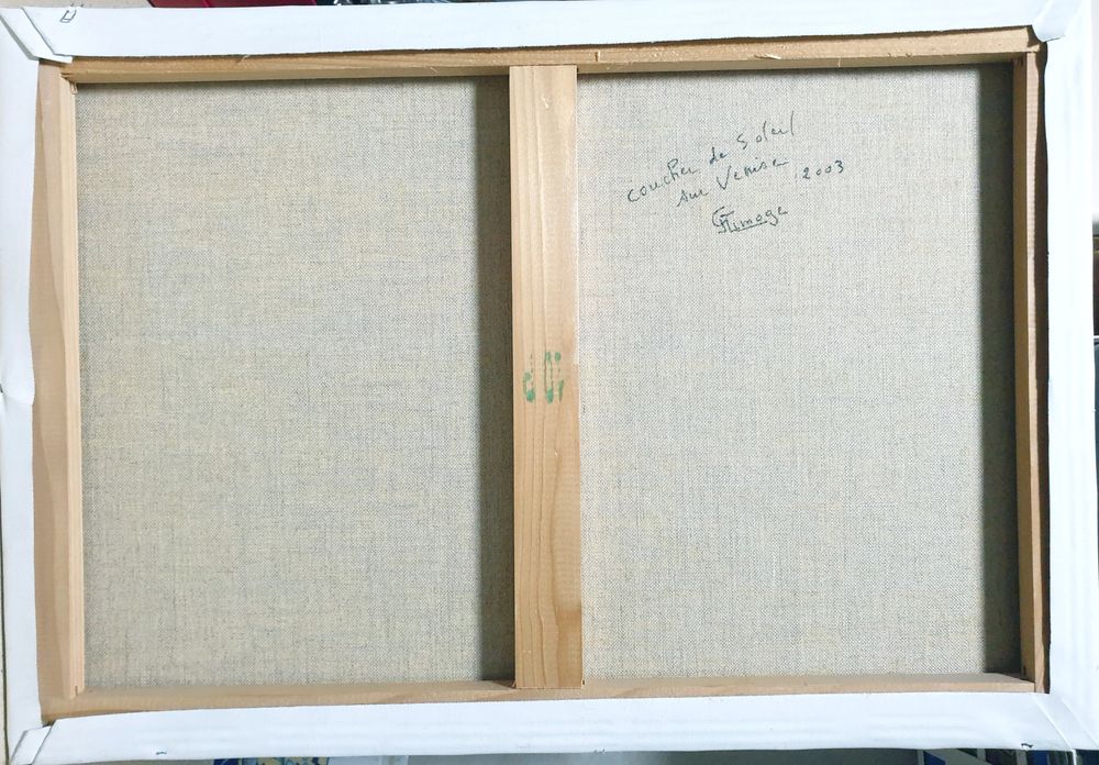 Lindissima pintura "por do sol de Veneza" em óleo sobre tela assinada