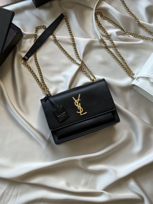 Сумка YSL чорна кроссбоди женская сумка Saint Laurent клатч на цепочке