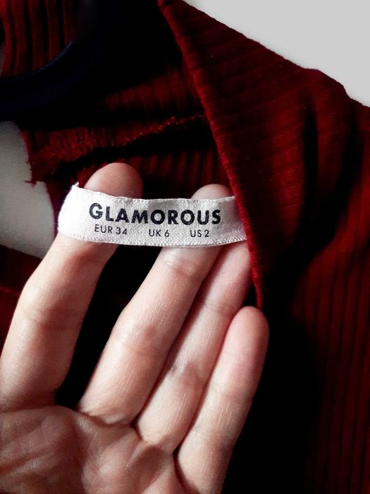 Bordowe body z wyciętymi plecami Glamorous XS wiskoza