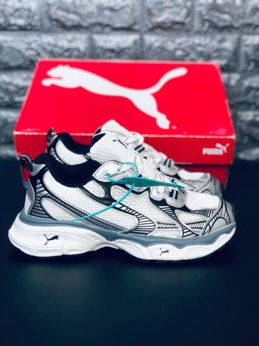 Мужские дышащие кросивки пума  / Красовки мужские лето 2026 puma extos axis / мужские кросовки пума кожа / сетка
