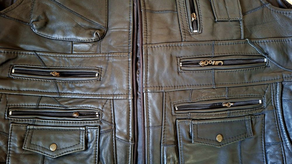 Czarna kamizelka z naturalnej skóry