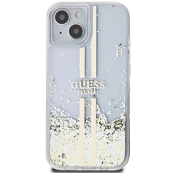 Etui Guess Liquid Glitter Gold Stripes na iPhone 15 Plus / 14 Plus - p