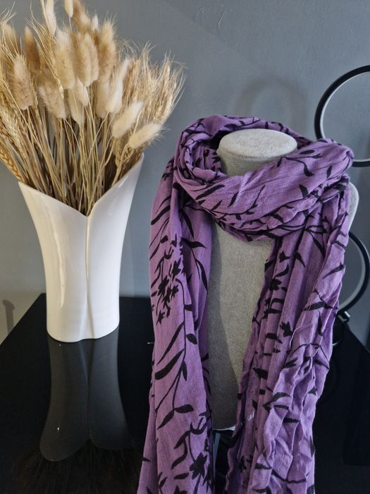 Fioletowy szal z bawełny we wzory Vintage