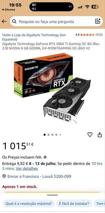 Grafica Gigabyte 3060ti GeForce RTX