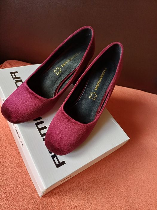 Bordowe czółenka Prima Moda 37