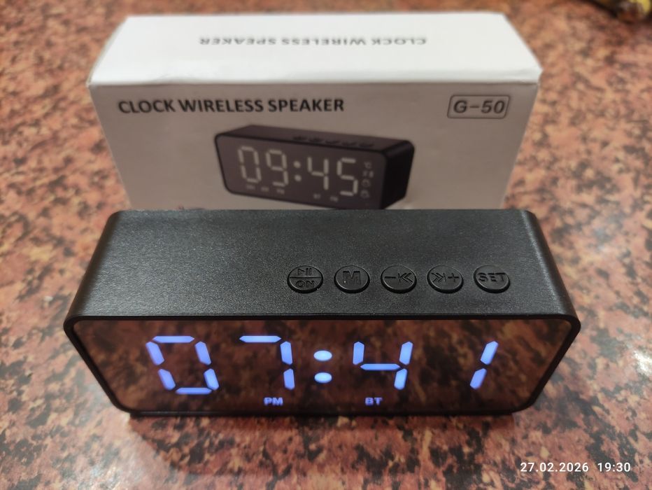 Блютуз колонка, годинник, будильник