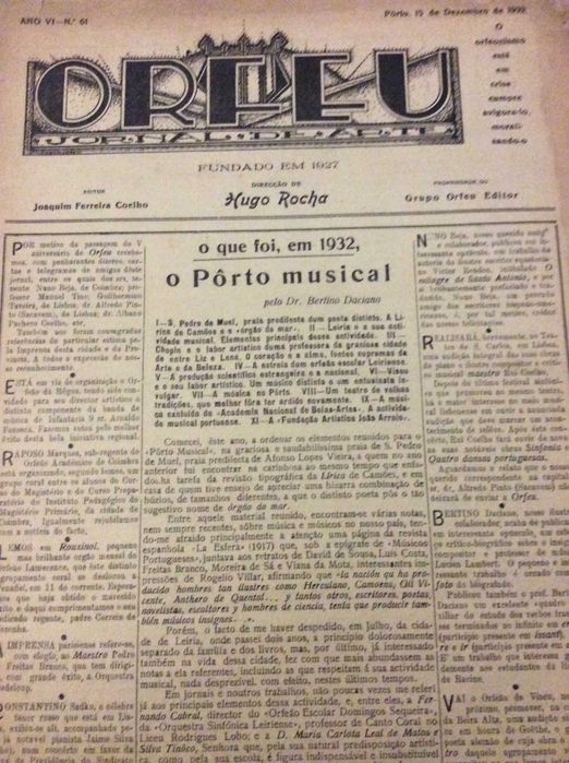 Orfeu. Jornal de arte. N.º  61,  15 de Dezembro de 1932