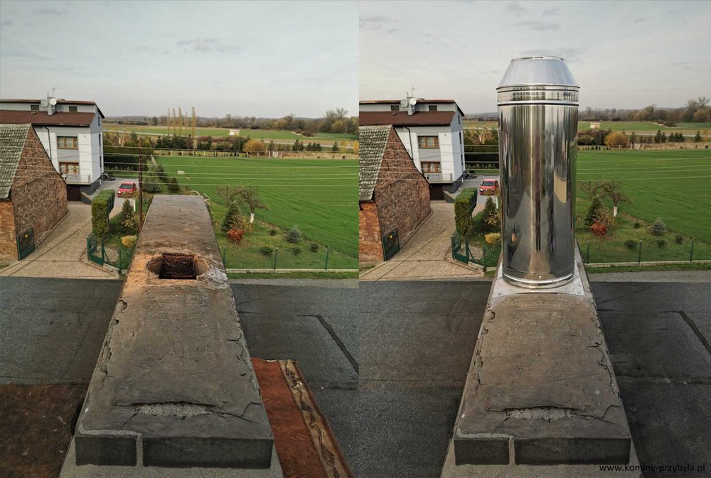 Frezowanie komina Szlamowanie  ceramika wkłady ceramiczne