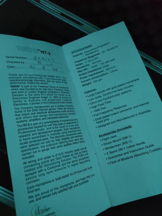Vendo Rode NT2 *1998*