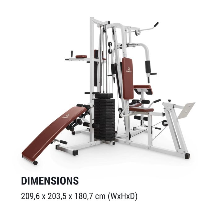 Atlas Klarfit Ultimate Gym 9000, stanowisko treningowe, 7 stacji, do 150 kg, QR stal, białe