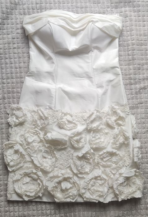 Suknia ślubna mini, ecru, rozm 34-36
