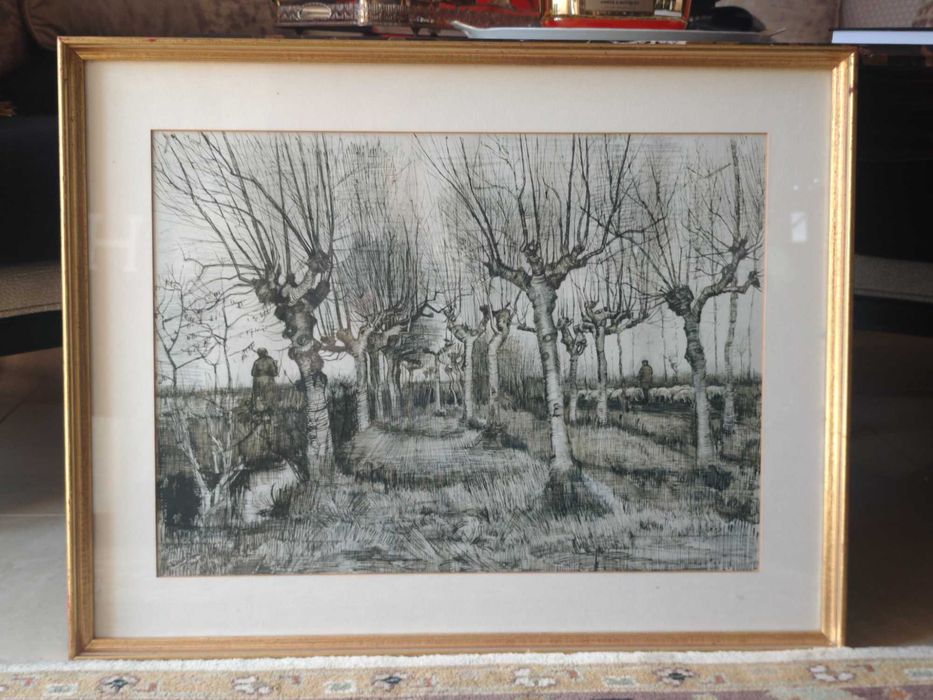 Vincent van Gogh muzealna Litografia Pollard Birches ( 1884 ) w zlotej ramie