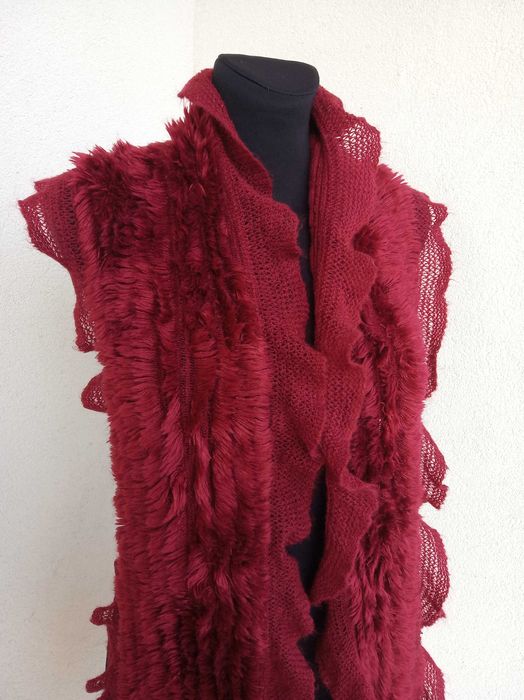 Szal szalik bordowy mięciutki