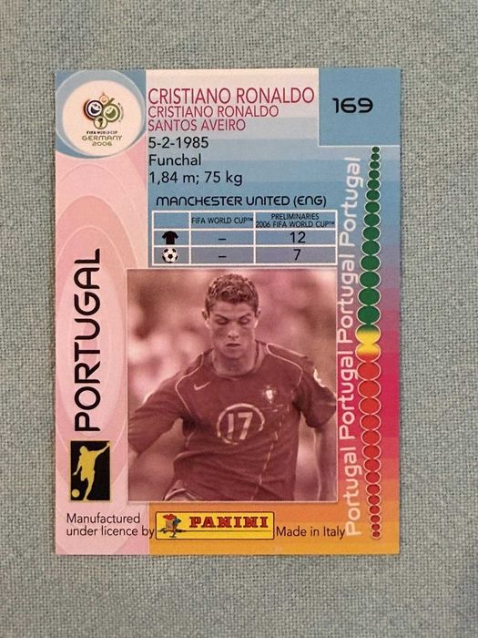 Cartão Panini do Mundial Cristiano Ronaldo 2006