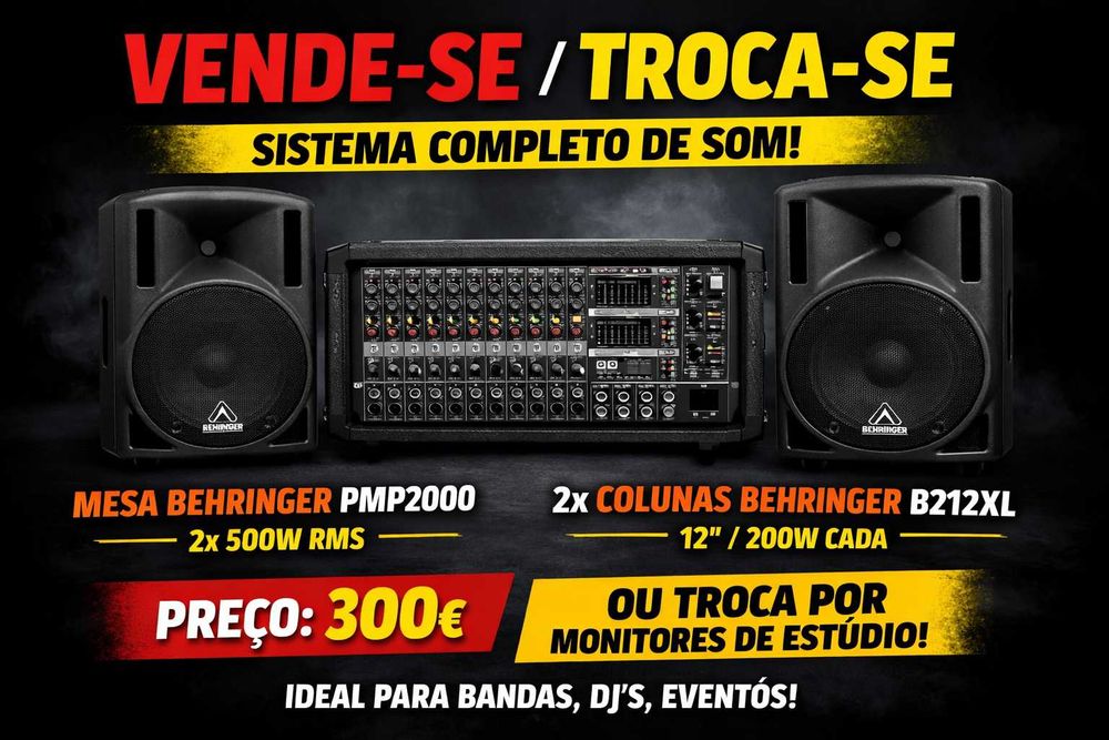 Troco/Vendo Behringer PMP2000 + Behringer B212XL (par) – Excelente estado