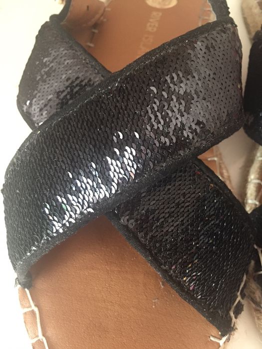 Sandały espadryle RIVER ISLAND 40 czarne cekinowe