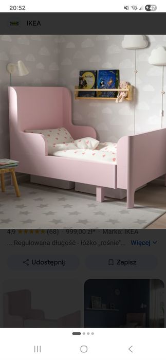 Zestaw różowy Ikea szafa, łóżko i szafa