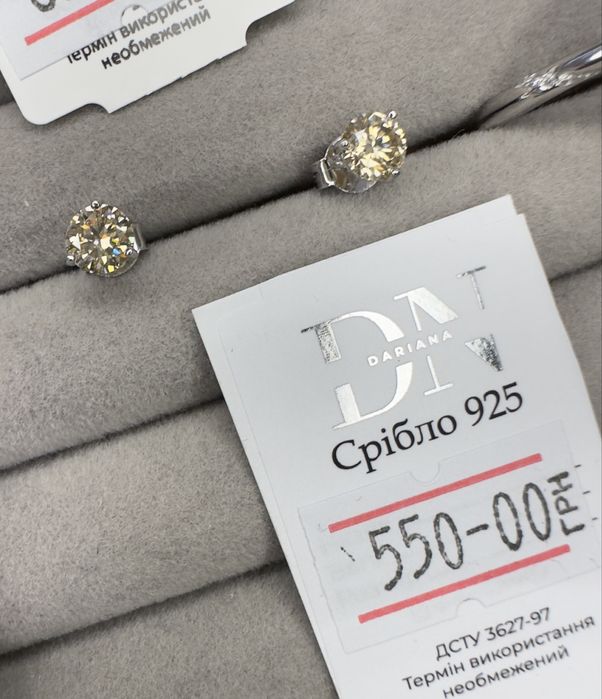 Сережки з муасанітами лабораторний діамант 0,5 Ct