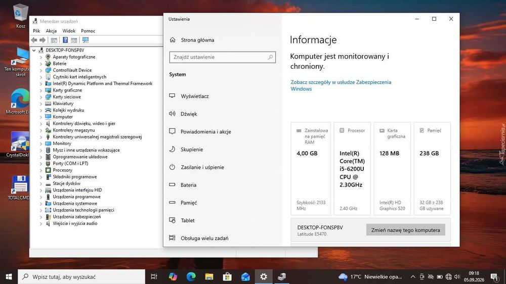 Dell Latitude E5470 / Intel i5-6200U / Ram 4GB / SSD 256GB / Win10