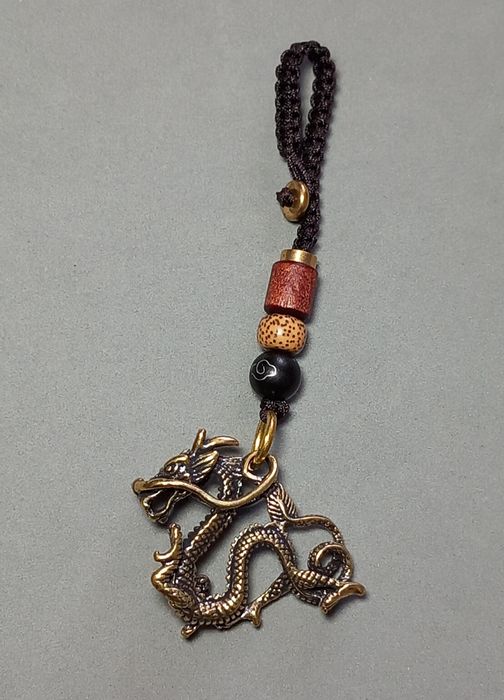 Карабін латунь Дракон Карабин Dragon для ключів брелок Риба Fish