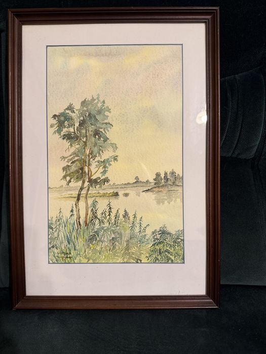 Akwarela Czesław Waszko 44x30 oprawiona, sygnowana
