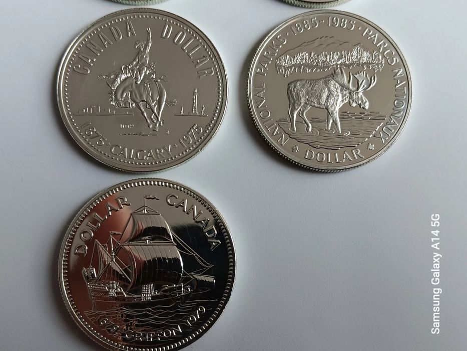 7 moedas prata de dólar do Canadá. Diversas