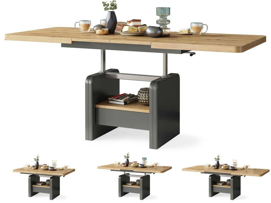 LEXUS Dąb Artisan/Antracyt ŁAWA rozkładana podnoszona  STÓŁ ŁAWOSTÓŁ