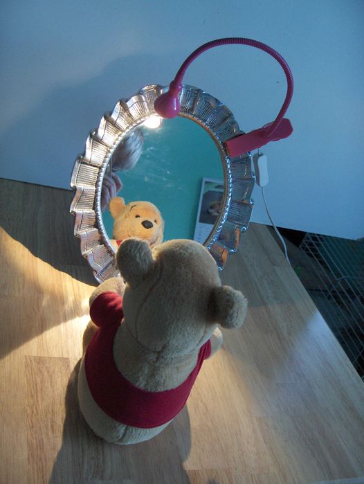 Lustro lusterko stołowe biurkowe na toaletkę do makijażu z lampką